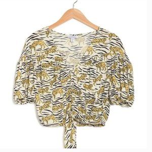 TopShop Conversational Tiger Tie Blouse NWT